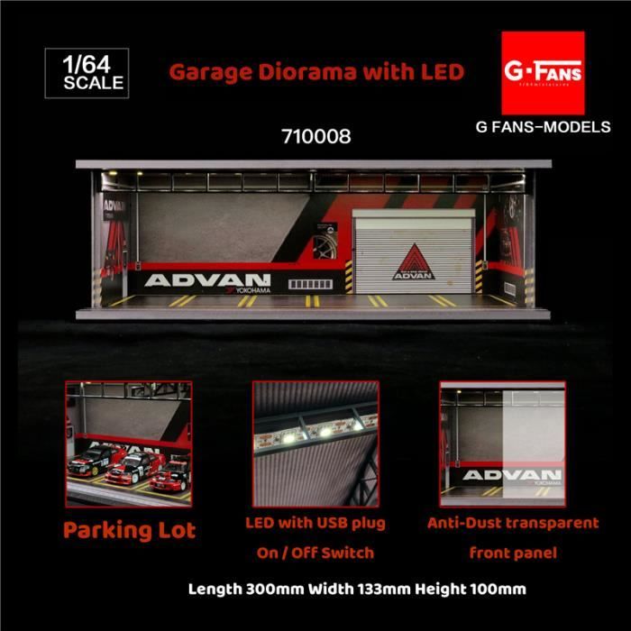 Vitrine pour voitures miniatures Matchbox Hot Wheels avec éclairage LED, portes coulissantes à montage mural, garage pour voitures à l'échelle 1:64 - France