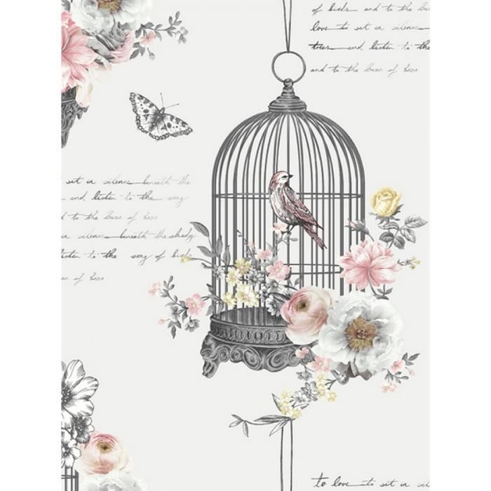 Rose Blanc Floral Pailleté Papier Peint Papillons Coeurs Filles Fleurs Arthouse