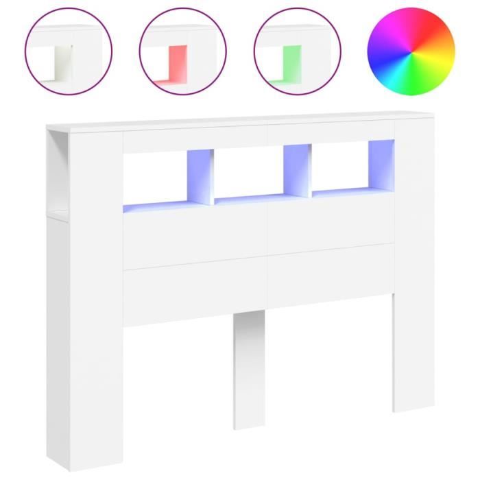 Tête de lit - ASHATA - 140x185x1035 cm - Bois dingénierie - LED RGB - Design contemporain