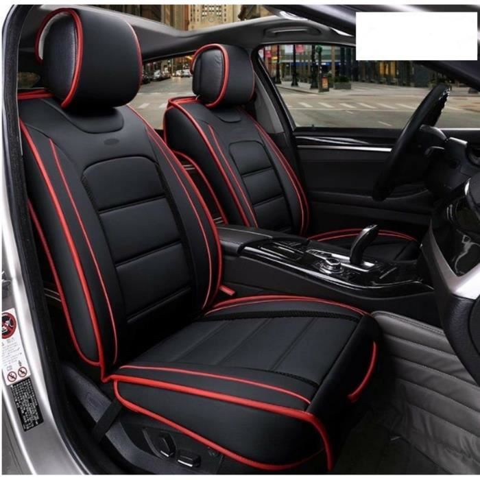 Housses De Siège Avant 1+1 Voiture Universelles Grand Confort Auto En  Simili Cuir Noir Accent Rouge - Cdiscount Auto