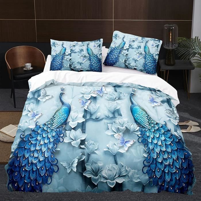 Parure De Lit 140x200 Cm En Microfibre - Imprimé Ours Violet, Avec 2 Taies D'oreiller 65x65 Cm