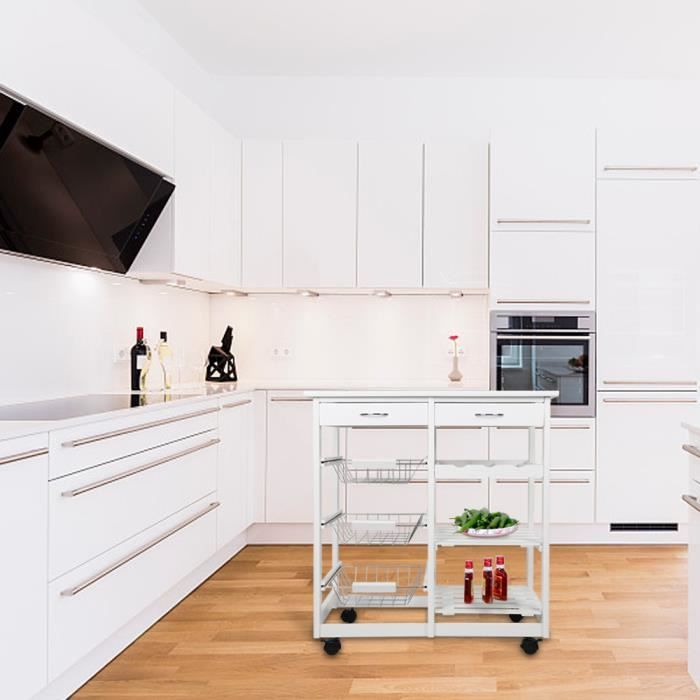 desserte de cuisine 2 tiroirs etagere a 6 grilles blanc pour legumes vin et assiettes achat vente desserte billot desserte de cuisine 2 tiro prolongation soldes cdiscount