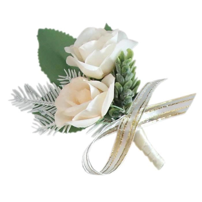 Corsage Boutonnière Broche Sur Un Costume Homme Marié Le Jour Du