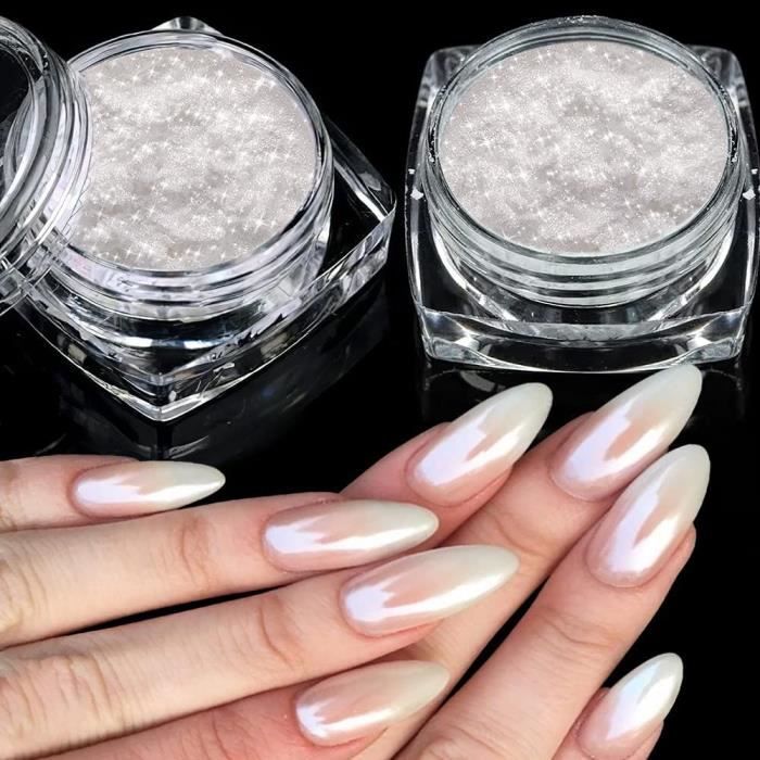 GZMAYUEN 2Pcs Poudre Chrome Ongle Or Argent, Miroir Effet Métal Chrome Ongles Nail Art Powder