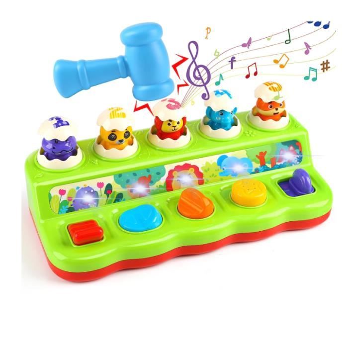 Jouets 1 an pour 1 an garçon fille cadeaux jouets bébé 12-18 mois, jouets  pour bébé 6 à 12 mois Marteau jouet avec musique son et lumière, Grab Shake  Pound B