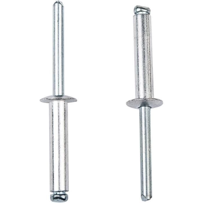500 Rivets Pop Alu Acier Tête Plate Diamètre 3,2 Mm Longueur 10 Mm