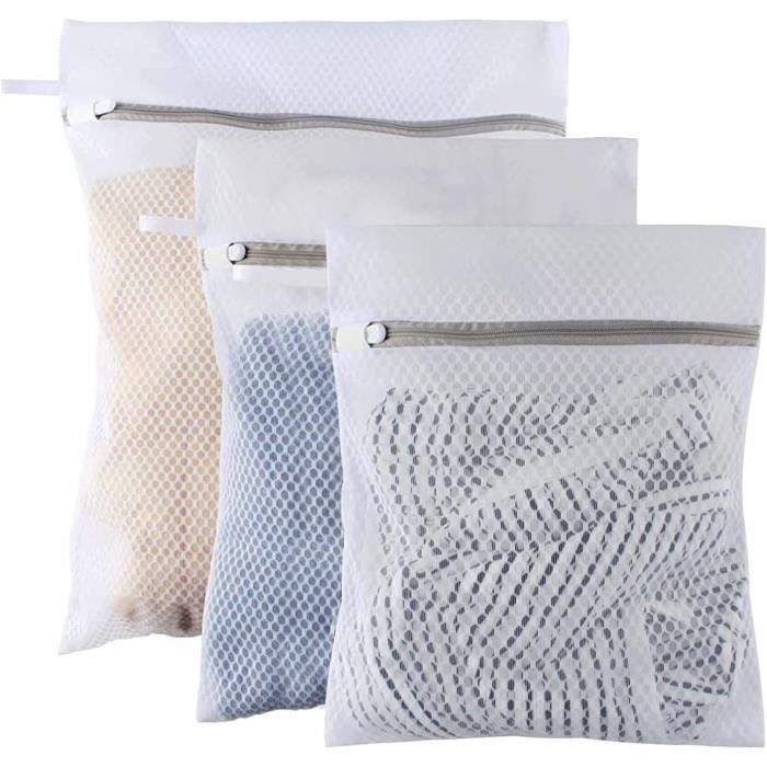 Lot De 3 Sacs De Lavage En Maille Pour Linge Délicat - 18x20cm, Fermeture Éclair | Soutien-Gorge, Lingerie, Voyage