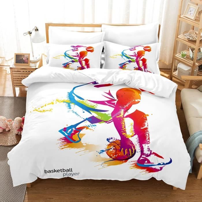 Housse De Couette 220x240 Cm Volley-Ball - Microfibre, 2 Taies, Motif Sportif 3D