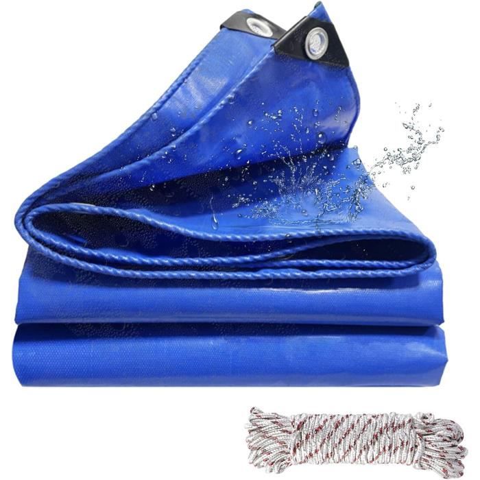 Bâche Jardin 8x12 M TECPLAST SR150JD - Imperméable, Anti-UV, Oeillets Tous Les 50 Cm, Bleue Et Verte