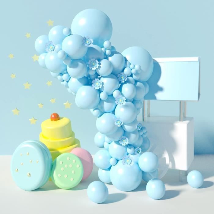 Kit Guirlande Ballons Bleu Et Marron Paeyeq 127 Pièces - Décoration Fête Bohème | Ballons Latex Hélium | Arche Festivité