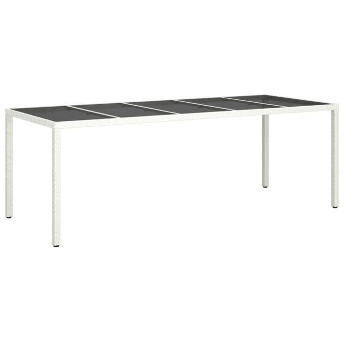Table de jardin - [MARQUE] - 250x100x75 cm - résine tressée - verre trempé