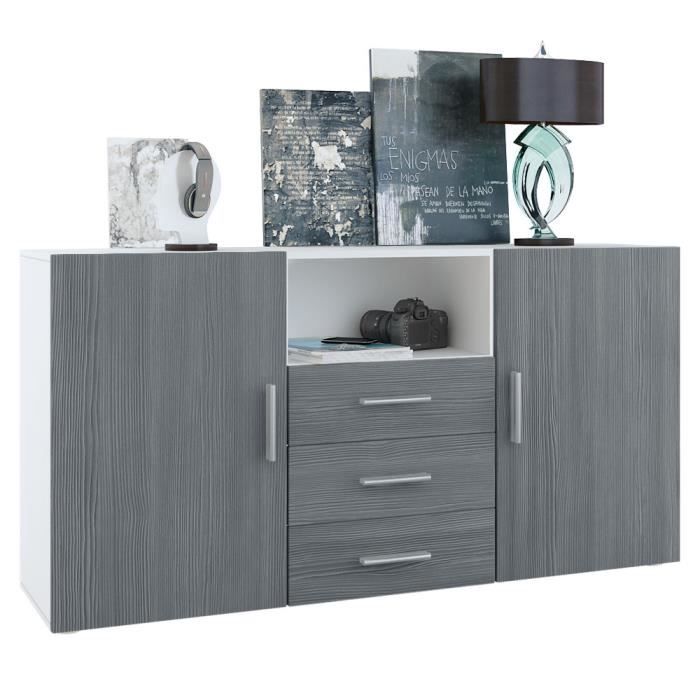 Meuble-paroi Taurito Blanc Mat / Avola-Anthracite - 320 X 182 X 39 Cm - Meuble Salon Moderne Avec Rangements - 4