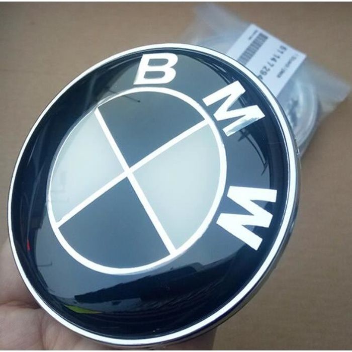2 Insigne Capot Coffre Badge Logo Emblème BMW 82 Mm Blanc Et Noir Black - Foto 12