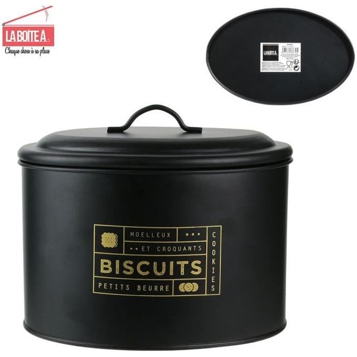 La Boite A Boite A Biscuits Bt6670 Noir Mat Metal Cdiscount Maison