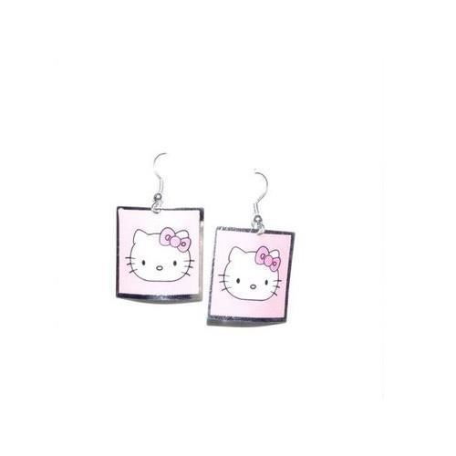 Boucles D'Oreilles Bijoux Ado Enfant Hello Kitty Blanc Et Rose