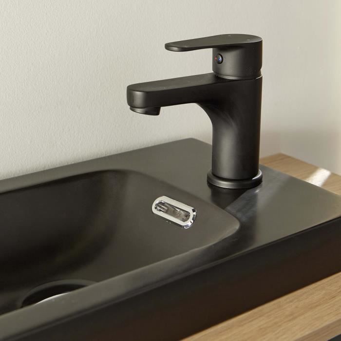 Robinet lave-mains noir mat - Mitigeur eau chaude / eau froide GRIFO - MOB-IN - Monotrou - Cuivre