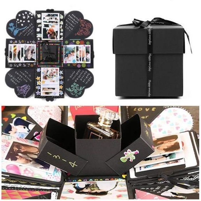 Ekkong Coffret Cadeau Surprise Boite Album Photo Creative Surprise Explosion Boite Main Diy Pour Noel Anniversaire Fete Noir Cdiscount Beaux Arts Et Loisirs Creatifs