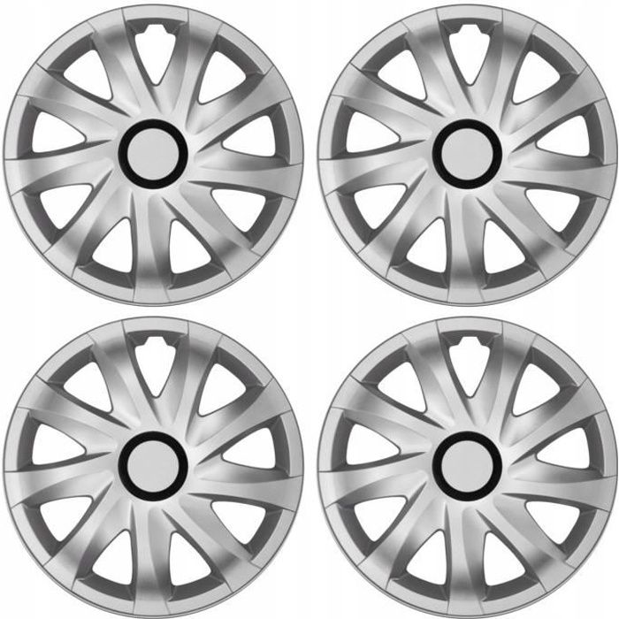 Enjoliveurs de roue - set complet de 4 pièces - NRM Kando - argent - 15\