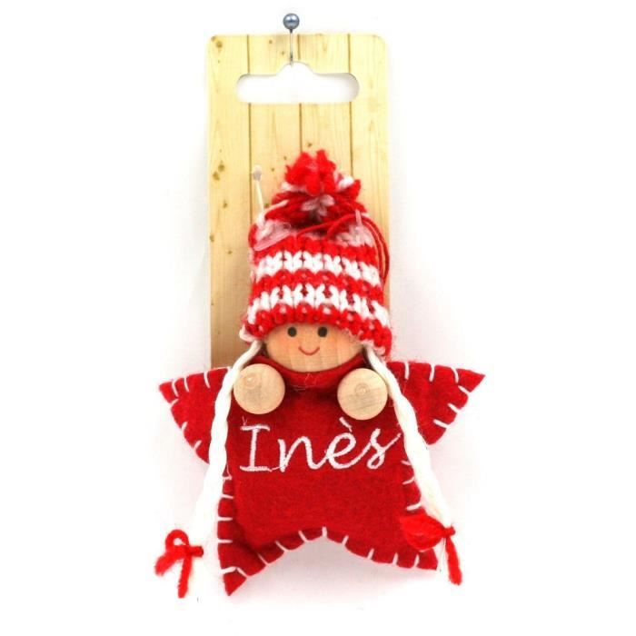 Décoration Murale Mot 'BONHEUR' En Bois - Style Scandinave - 35,5 Cm - Couleurs Rouge Et Naturel