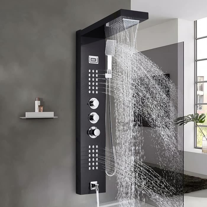 Colonne de douche et bain mitigeur noir, Triberg