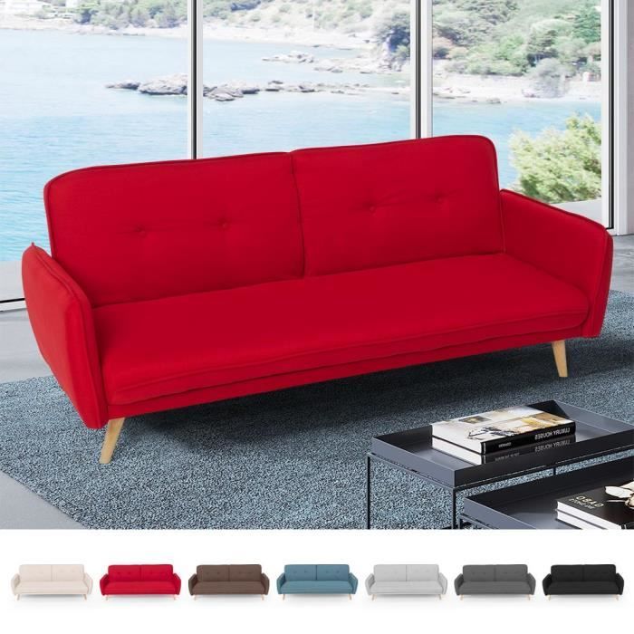 Canapé-lit convertible design nordique clic clac 3 places en tissu ...