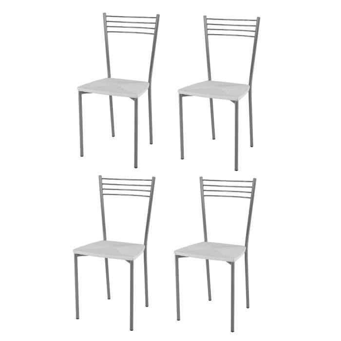avec Structure en Acier peindré Aluminium Set de 4 chaises Modernes Elena pour la Cuisine Bar et Salle à Manger Assise en Cuir Artificiel Coleur Noir Tommychairs 