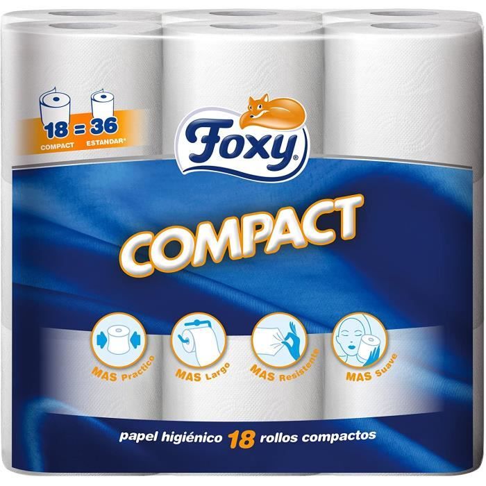 PAPIER TOILETTE Foxy Compact Papier hygiénique – 18 rouleaux