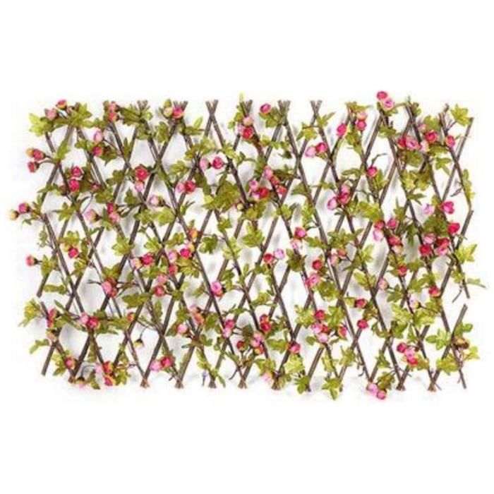 Clôture Artificielle Extensible Avec Fleurs & Lierre CAASFOOY – Haie Artificielle 40-70 Cm X Jusqu’à 2 M