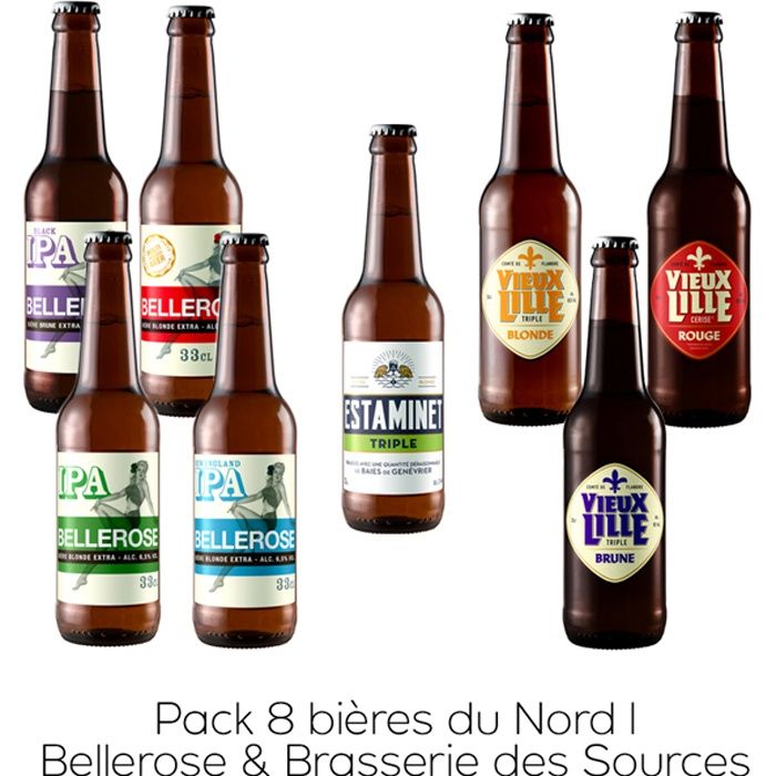 Pack 8 bières du Nord - Bellerose & Brasserie des Sources - La cave ...