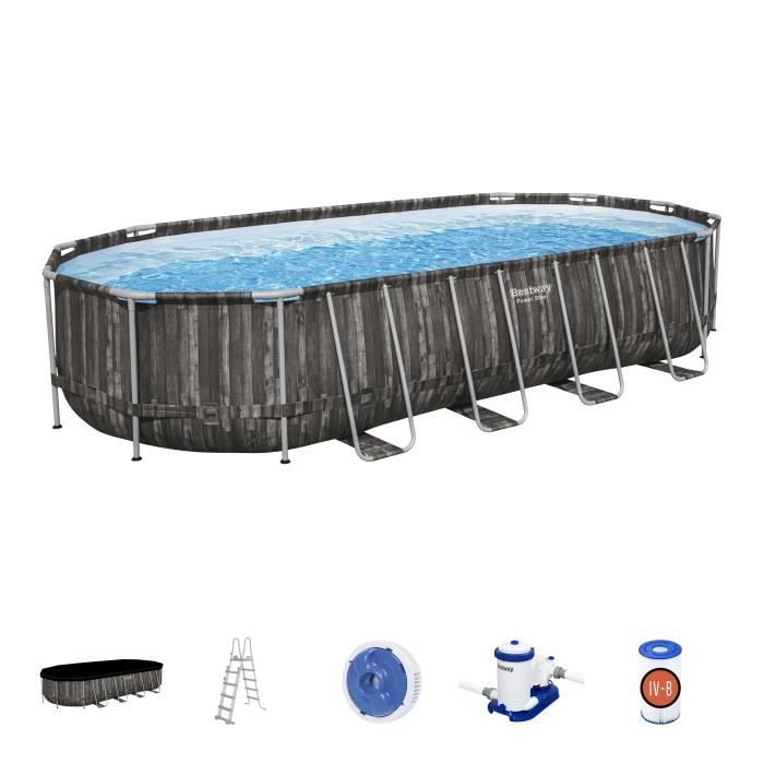 Kit Piscine hors sol tubulaire BESTWAY - Power Steel™ - 732 x 366 x 132 cm - Ovale (Inclus épurateur