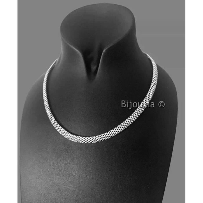 Collier Tour De Cou Semi-rigide En Argent 925 Rhodié - 1,6 Mm - 42 Cm - Neuf Avec étiquettes