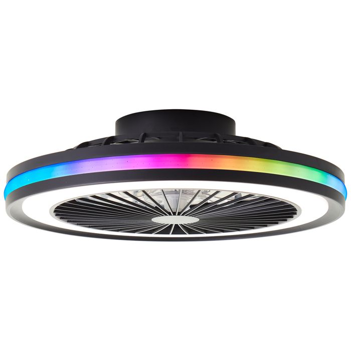 Plafonnier ventilateur - Brilliant - PALMERO - 466x137cm - 40W LED intégrée - noir - plastique