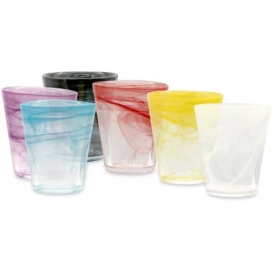 Lot De 6 Verres à Vin/eau Eric Lindgren - Verre Soufflé Multicolore - Design Unique