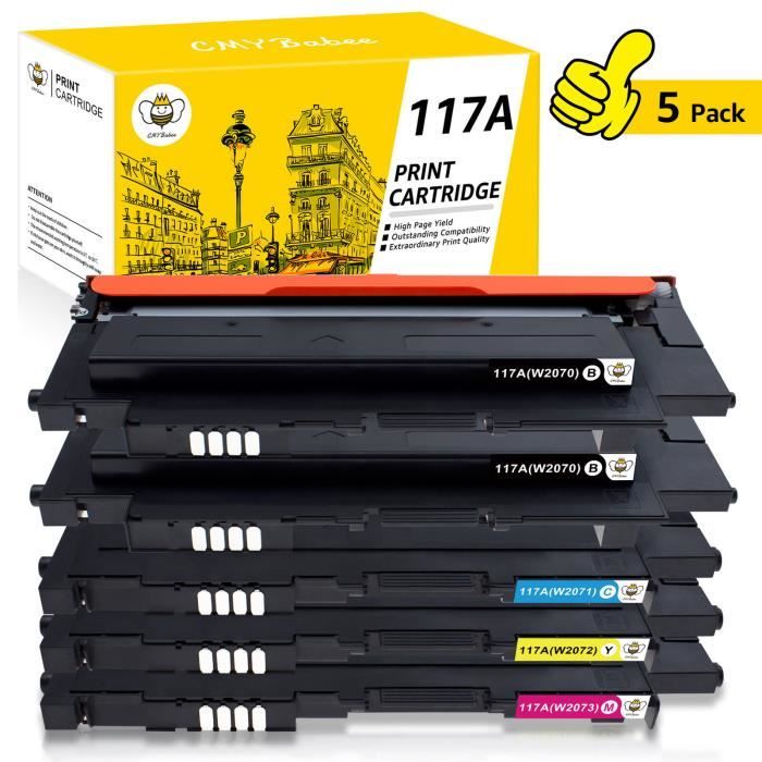 Cartouches Toner Compatibles HP 117A - Pack 4 Couleurs (Noir Cyan Jaune Magenta) - Pour HP Color Laser MFP 178nw 179fnw 150nw Etc.