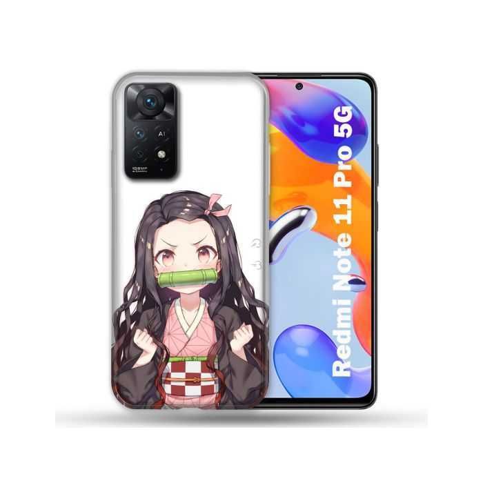 Cokitec Schutzhülle Für Xiaomi Redmi Note 10 Pro 5G – Manga Demon Slayer Design, Schwarz, TPU, 1,5 Mm Verstärkt