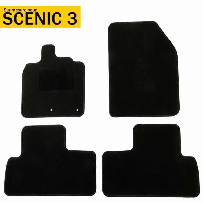 DBS  - Tapis voiture / auto - Sur Mesure pour SCENIC 3 (2009 - 2016) - 4 pi&egrave;ces - Antid&eacute;rapant - Moquette Basic 