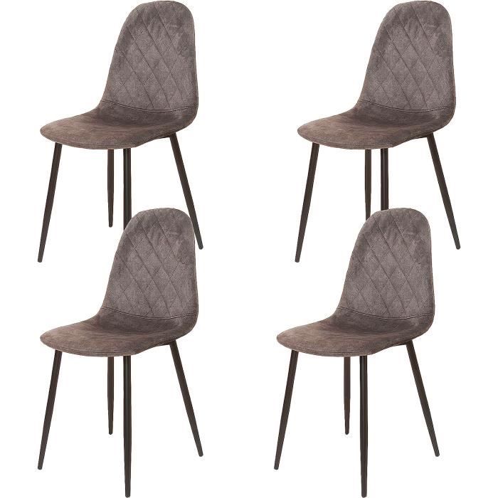 lot de 4 chaises salle à manger gris avec pieds métal noir - aruca