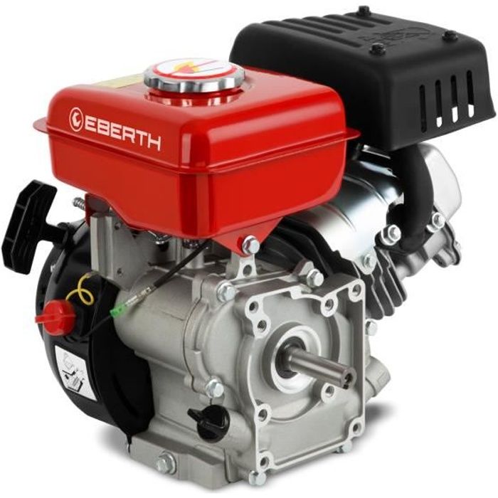 EBERTH moteur à essence 3 CV 2,2 kW (16 mm Ø arbre, moteur 1 cylindre essence, refroidissement par air, démarrage par câble) rouge
