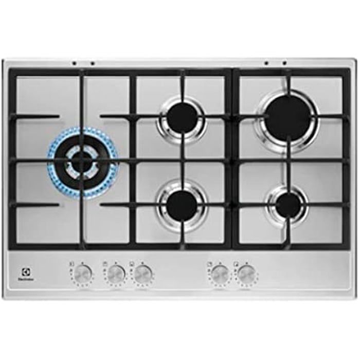 Plaque de cuisson à gaz 5 brûleurs 75 cm Inox ELECTROLUX KGS7566S2X