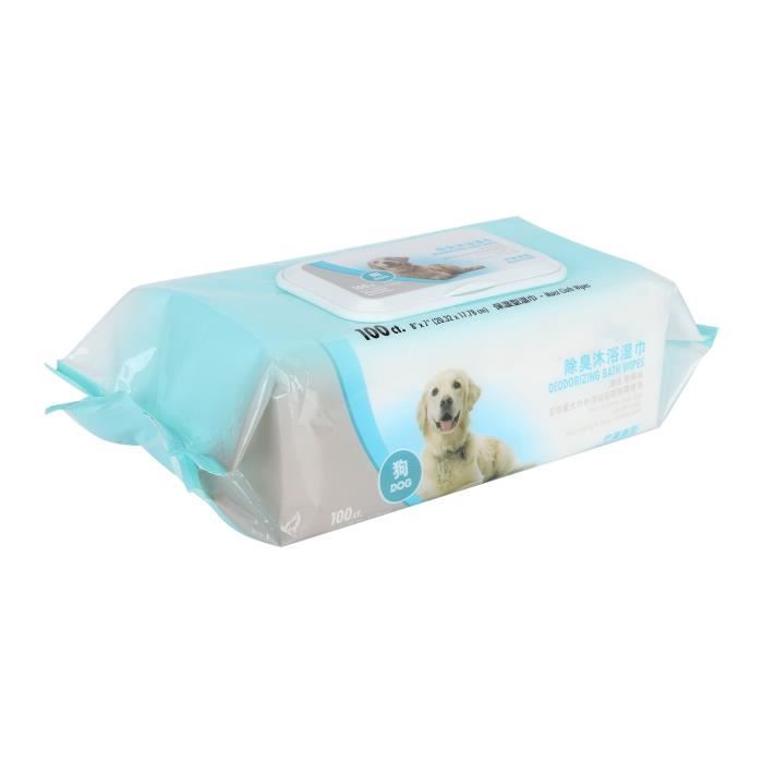 ESTINK Lingettes de Bain pour Animaux Chien/Chat pour Nettoyer Pattes Oreilles Dents 100 unites