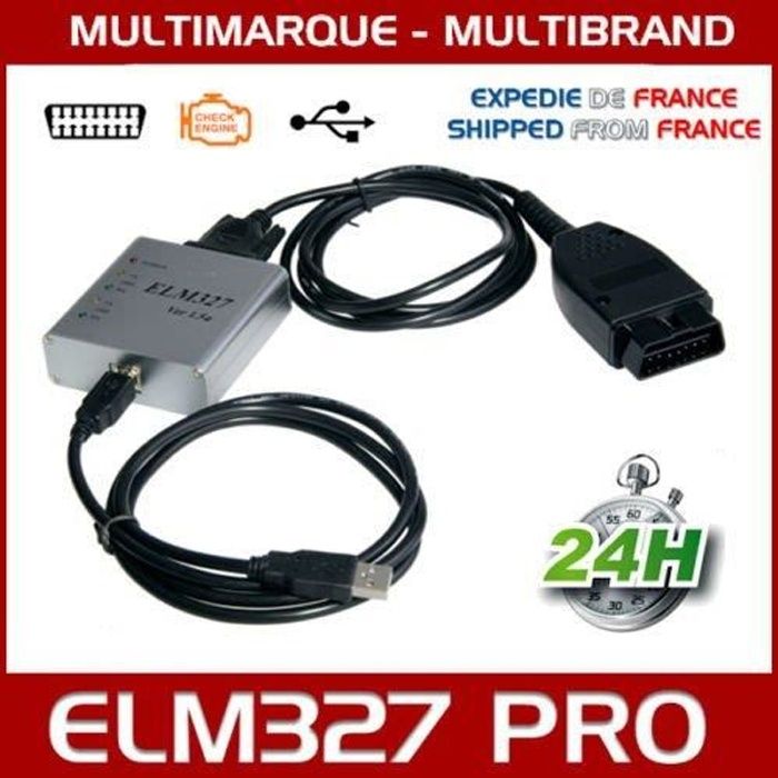Mister Diagnostic® Interface diagnostic multimarque ELM 327 PRO USB OBD2 V1.5 + Logiciel FR ELM327