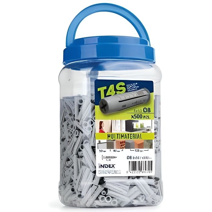 Boîte de 500 chevilles nylon à quadruple expansion 8 x 40 mm (D. 8 mm) - TN4S08EP - Index