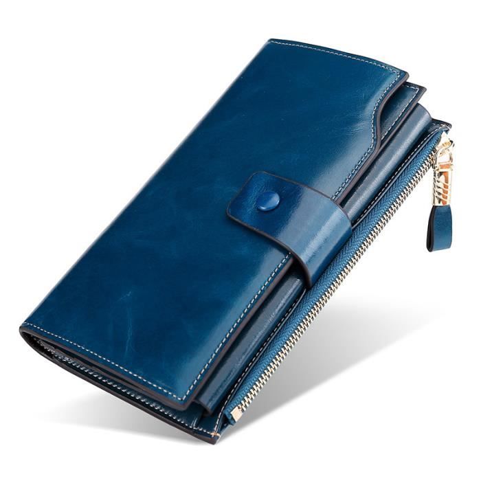 Portefeuille Femme en Cuir avec Fermeture Éclair Sûr