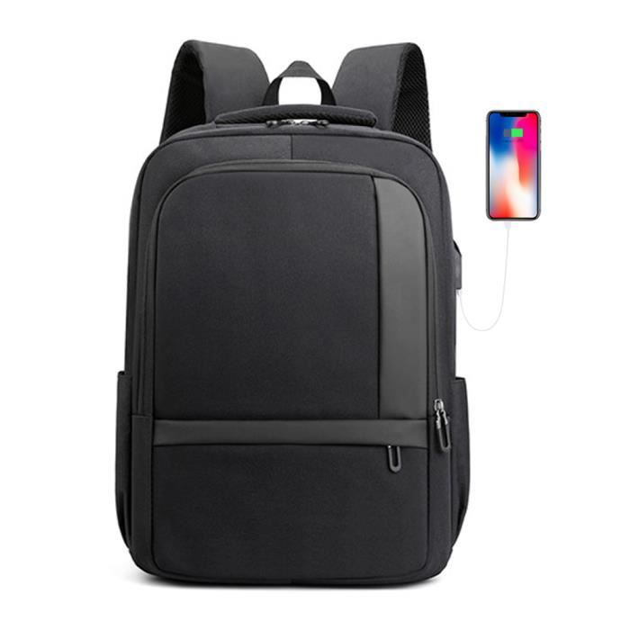 Sac à Dos Ordinateur Portable 15.6 Pouces Homme Imperméable avec USB  Charging Port, Sac à Dos pour Loisirs/Affaire/Scolaire Noir - Cdiscount  Bagagerie - Maroquinerie