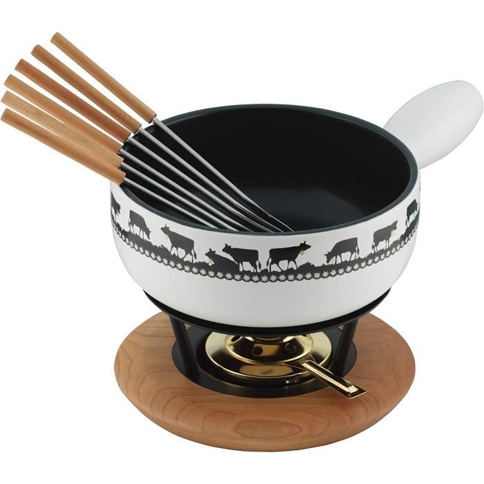KUHN RIKON Cheese Fondue Set Induction, Gold Bell, 23 cm, White Clay
