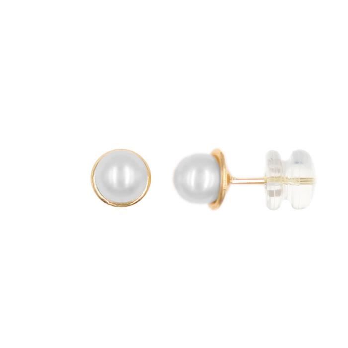 Boucle D'Oreille Set 7-8 mm blanc d'eau douce collier de perles 18" 