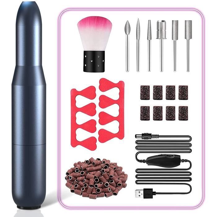 Kit Ponceuse à Ongles électrique USB - Manucure & Pédicure - Avec 12 Accessoires - Rechargeable