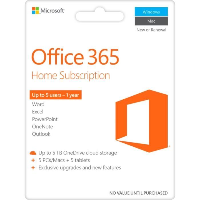 Microsoft Office 365 Home 5 PC  à télécharger  Cdiscount Informatique