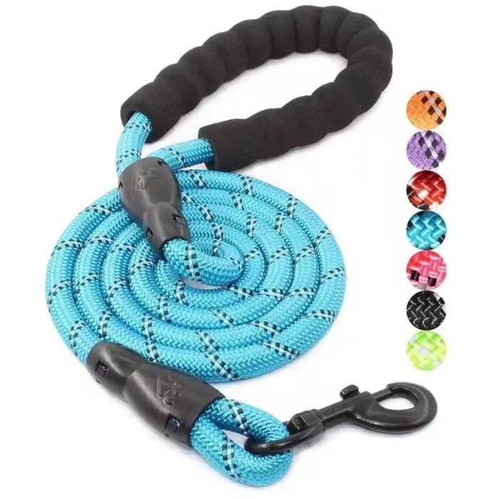 Meilleurs prix pour Laisse pour Chien en Nylon Réglable Solide Haute Qualité Réfléchissant 150cm pour Grands ou Moyens Chiens Ddapté  (Bleu)