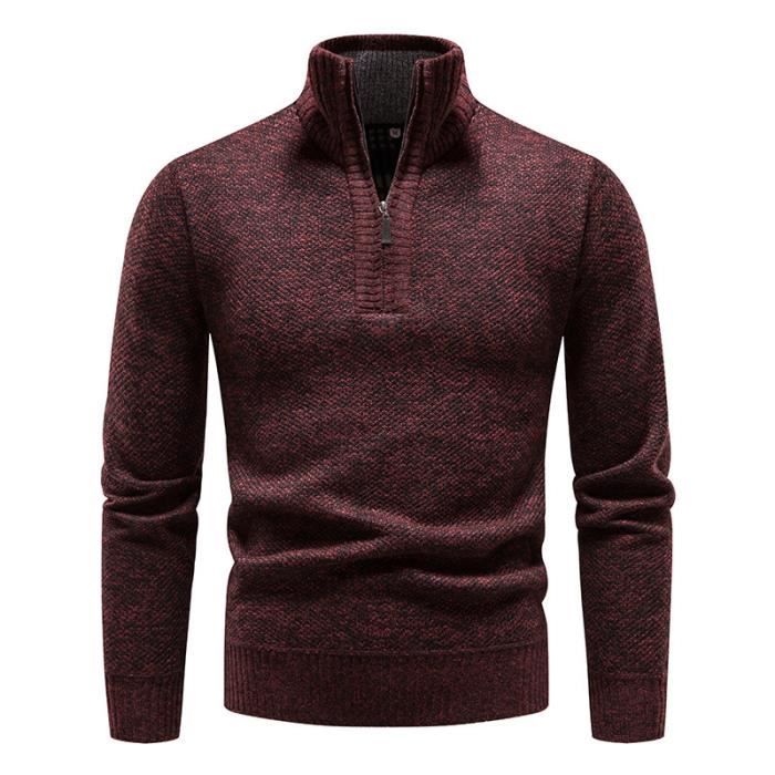 Cardigan Hiver Homme Sliktaa - Fermeture éclair Complète, Doux Et Chaud - Gris Foncé Taille S